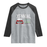 Xennial Typewriter and Computer Screen Raglan Shirt Analog Childhood Digital Adulthood