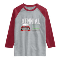 Xennial Typewriter and Computer Screen Raglan Shirt Analog Childhood Digital Adulthood