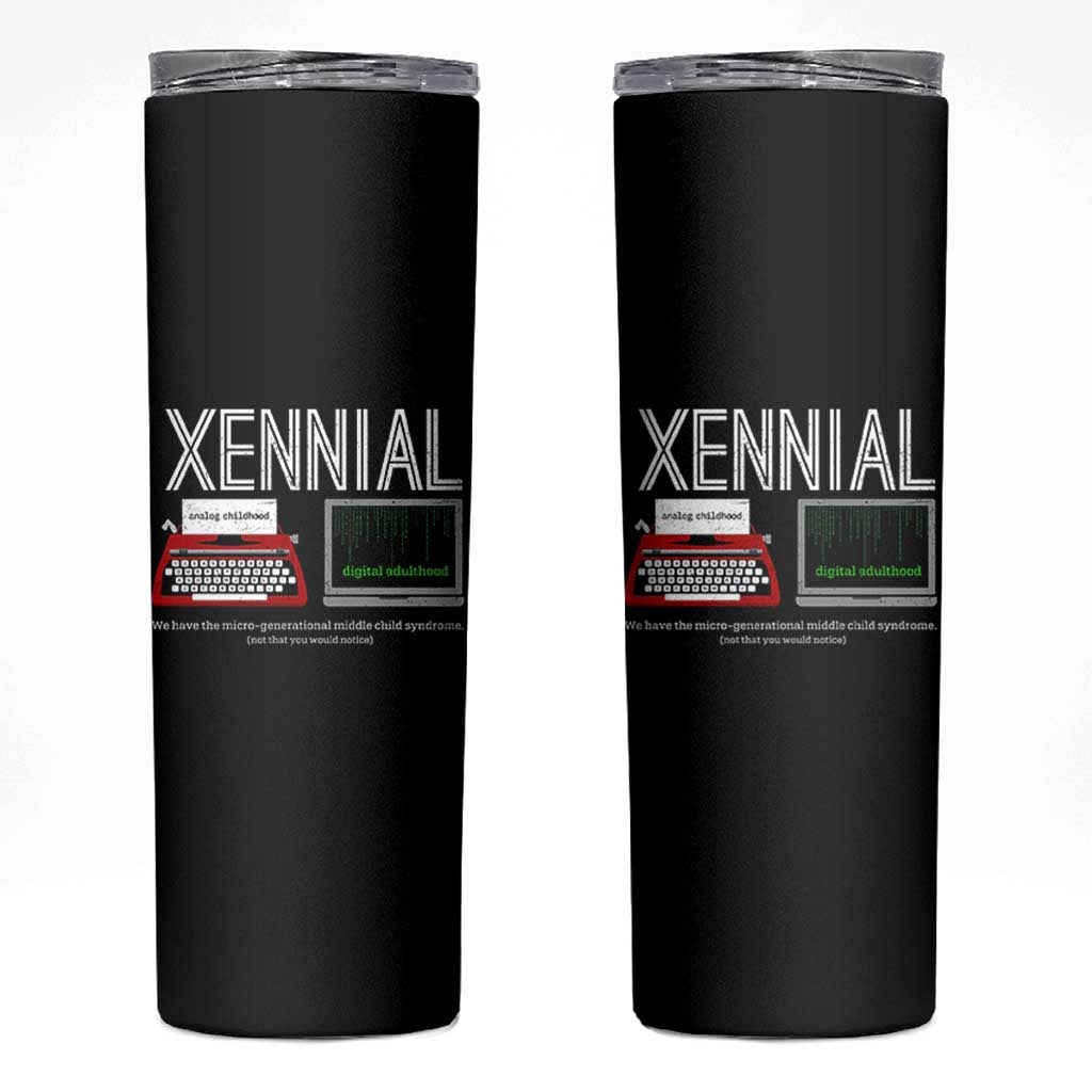 Xennial Typewriter and Computer Screen Skinny Tumbler Analog Childhood Digital Adulthood
