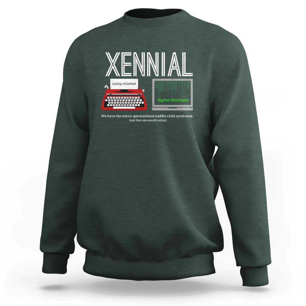 Xennial Typewriter and Computer Screen Sweatshirt Analog Childhood Digital Adulthood