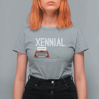 Xennial Typewriter and Computer Screen T Shirt For Women Analog Childhood Digital Adulthood