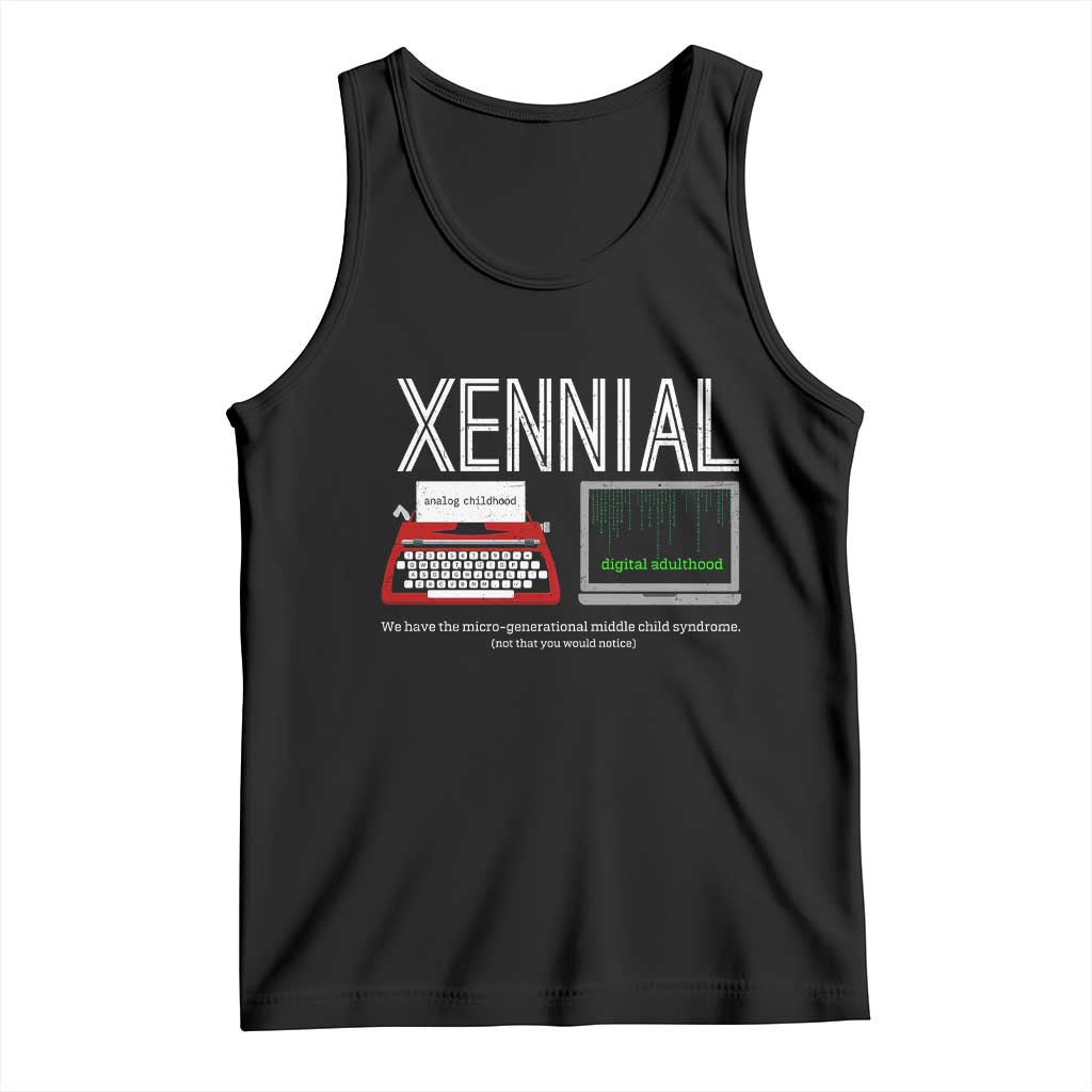 Xennial Typewriter and Computer Screen Tank Top Analog Childhood Digital Adulthood