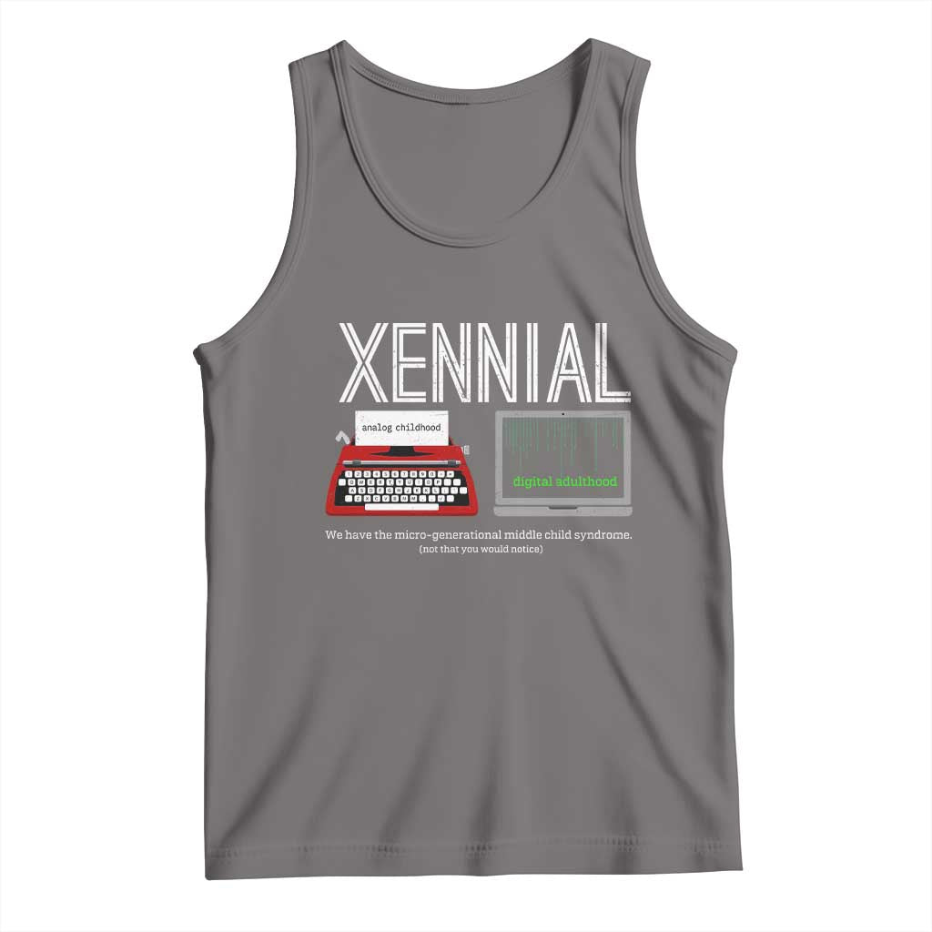 Xennial Typewriter and Computer Screen Tank Top Analog Childhood Digital Adulthood