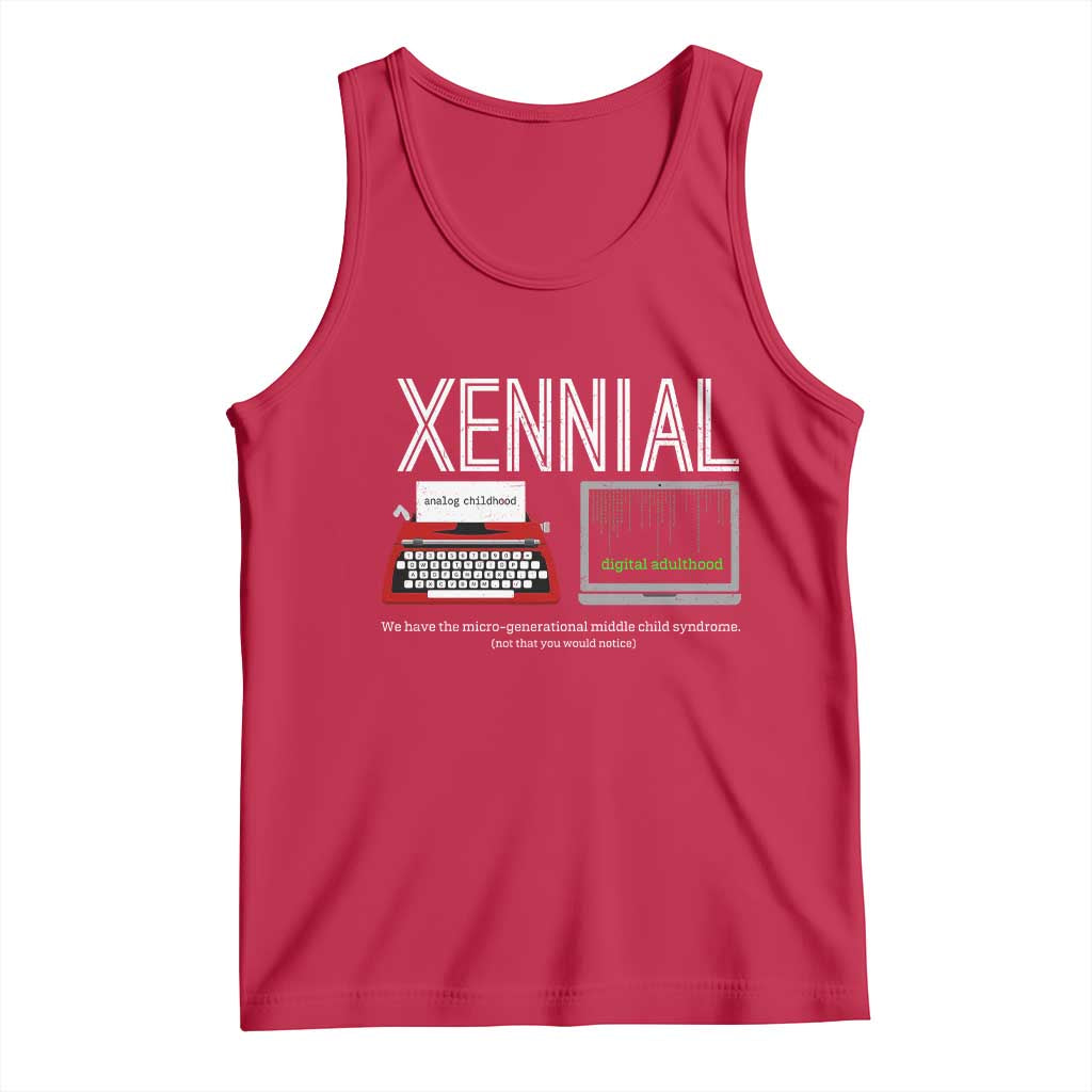 Xennial Typewriter and Computer Screen Tank Top Analog Childhood Digital Adulthood