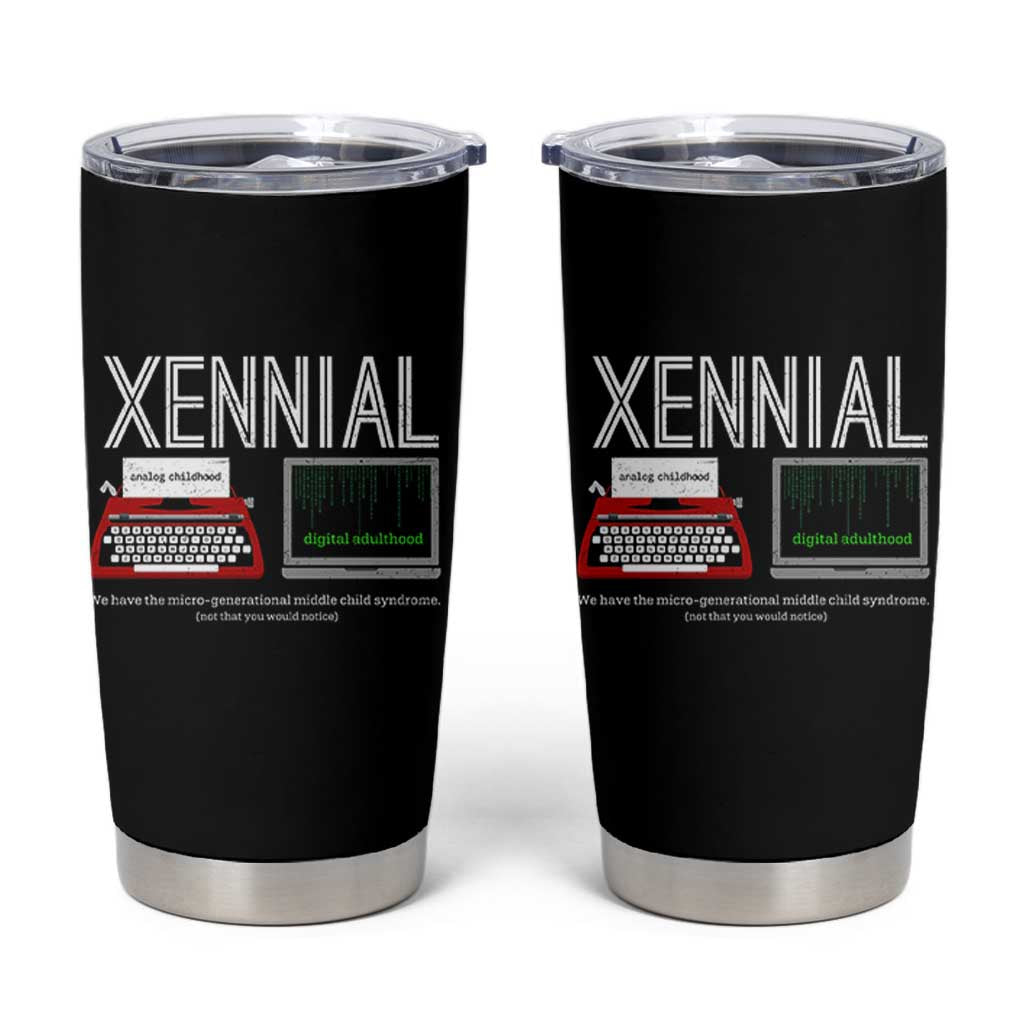 Xennial Typewriter and Computer Screen Tumbler Cup Analog Childhood Digital Adulthood