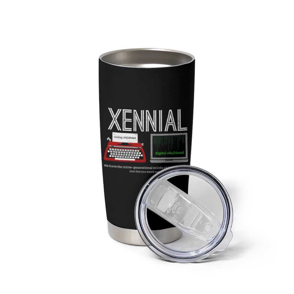 Xennial Typewriter and Computer Screen Tumbler Cup Analog Childhood Digital Adulthood