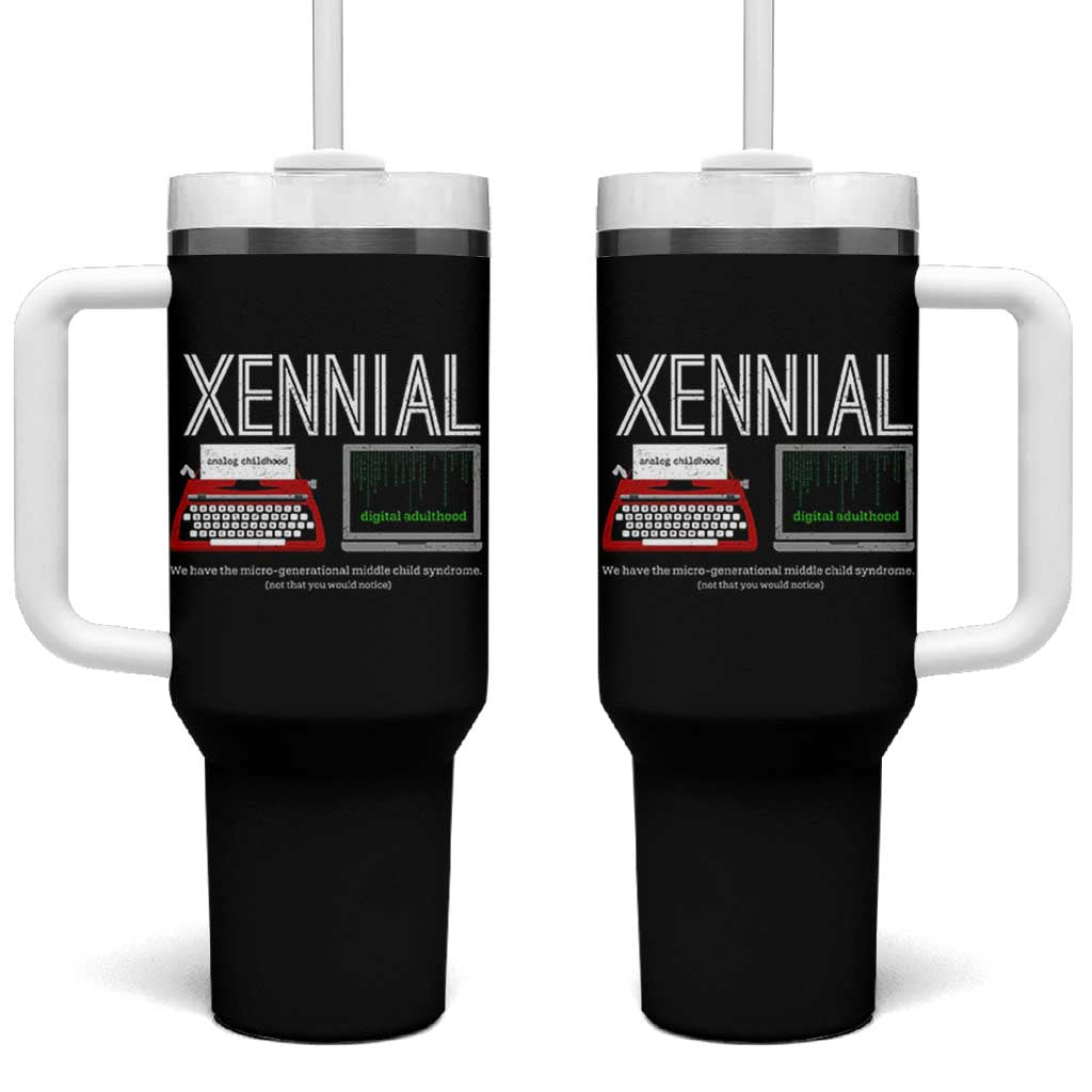 Xennial Typewriter and Computer Screen Tumbler With Handle Analog Childhood Digital Adulthood