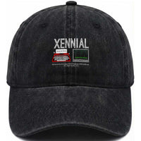 Xennial Typewriter and Computer Screen Washed Cotton Baseball Cap Analog Childhood Digital Adulthood