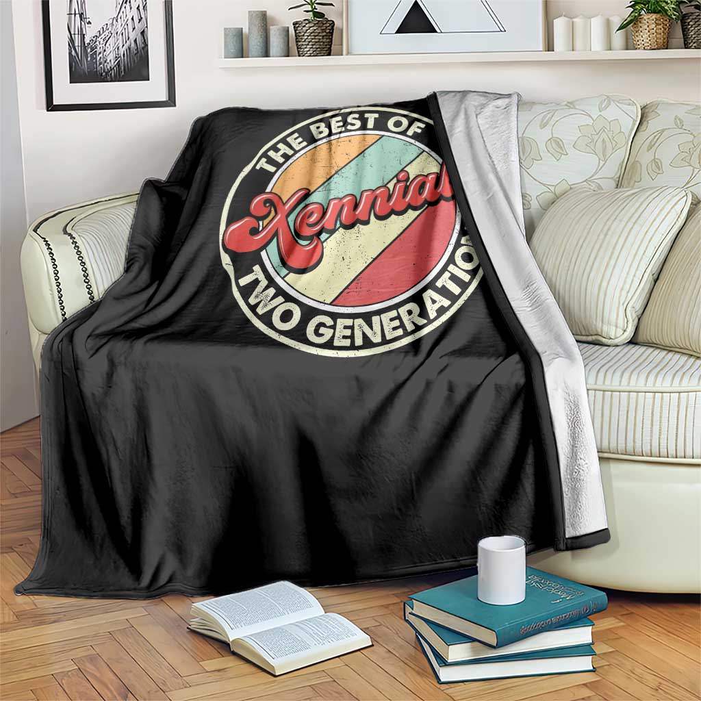 Xennial The Best of Two Generations Throw Blanket Retro Sunset Vintage 70s Graphic