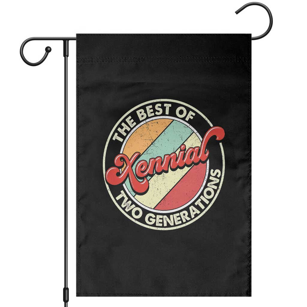 Xennial The Best of Two Generations Garden Flag Retro Sunset Vintage 70s Graphic