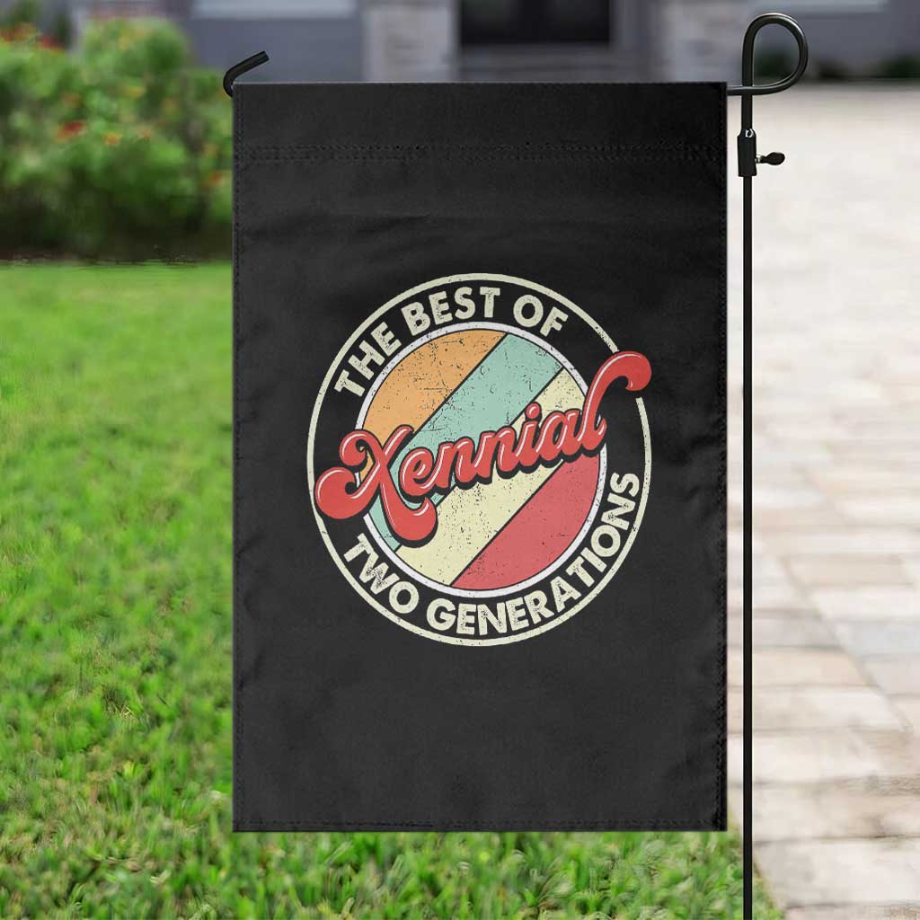 Xennial The Best of Two Generations Garden Flag Retro Sunset Vintage 70s Graphic