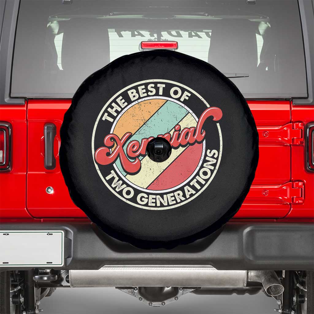 Xennial The Best of Two Generations Spare Tire Cover Retro Sunset Vintage 70s Graphic