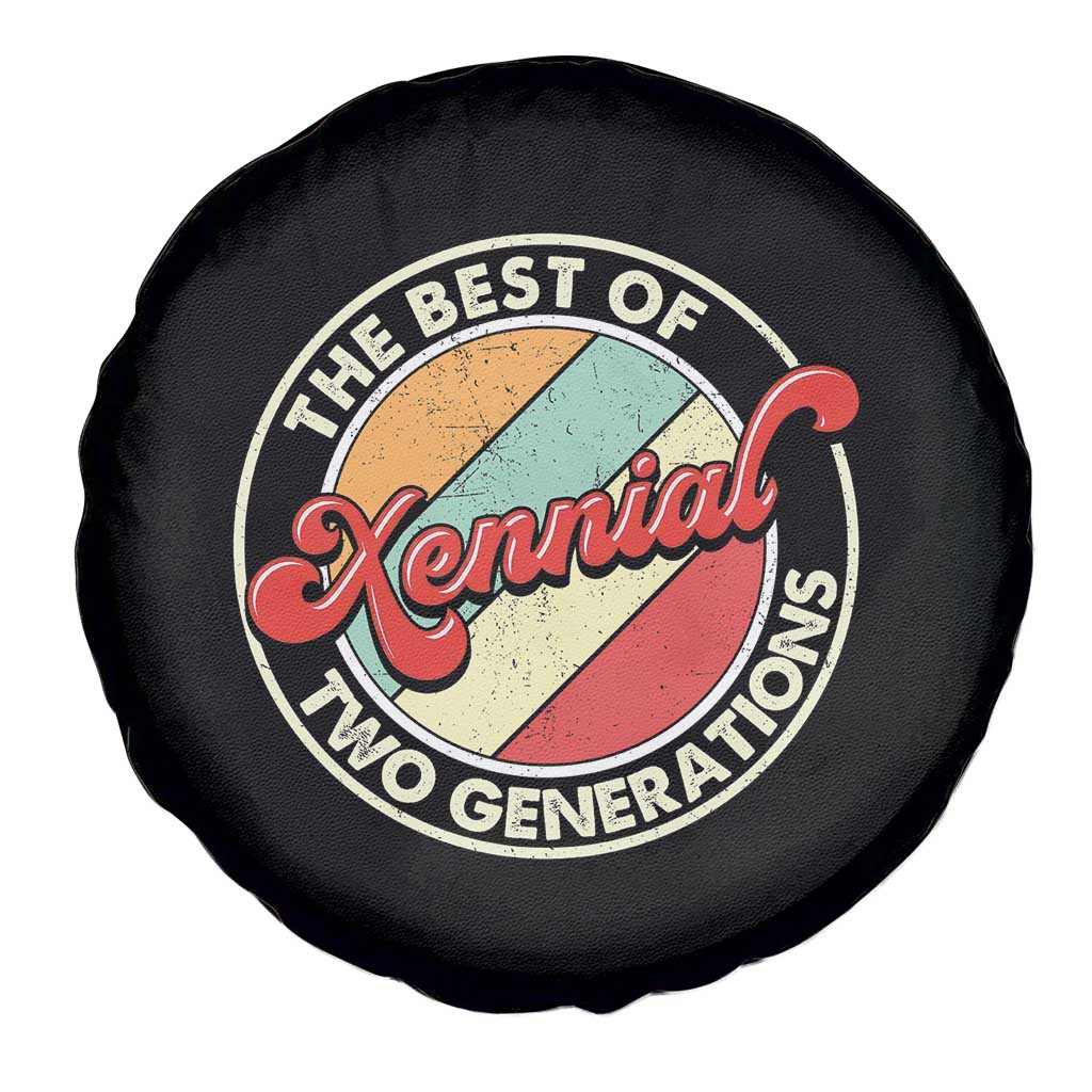 Xennial The Best of Two Generations Spare Tire Cover Retro Sunset Vintage 70s Graphic