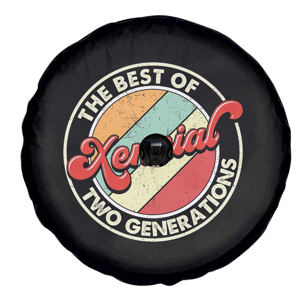 Xennial The Best of Two Generations Spare Tire Cover Retro Sunset Vintage 70s Graphic