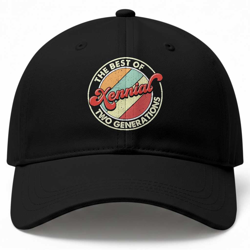 Xennial The Best of Two Generations Baseball Cap Retro Sunset Vintage 70s Graphic