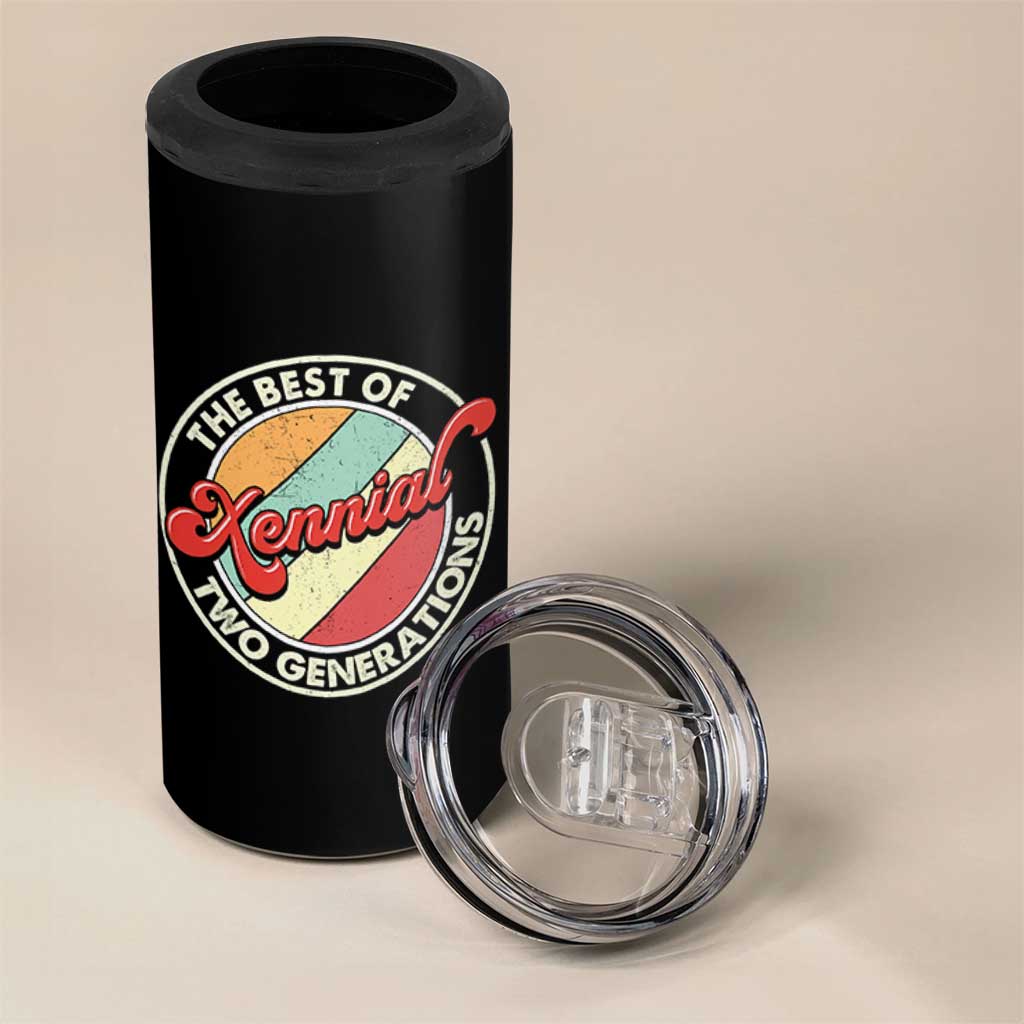 Xennial The Best of Two Generations 4 in 1 Can Cooler Tumbler Retro Sunset Vintage 70s Graphic