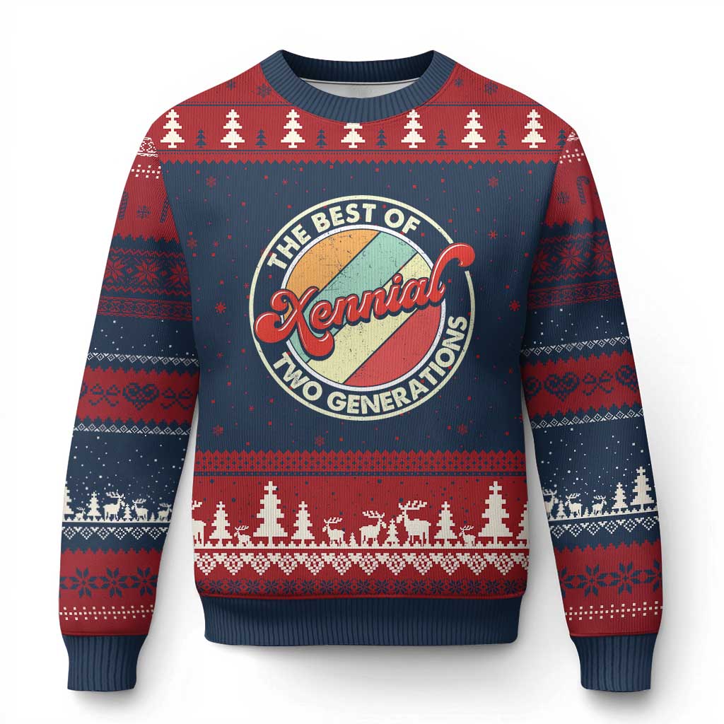 Xennial The Best of Two Generations Ugly Christmas Sweater Retro Sunset Vintage 70s Graphic