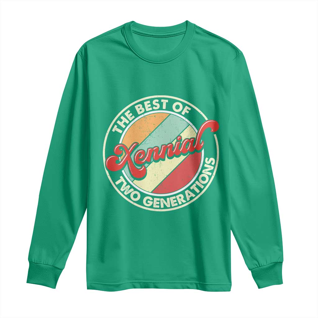 Xennial The Best of Two Generations Long Sleeve Shirt Retro Sunset Vintage 70s Graphic