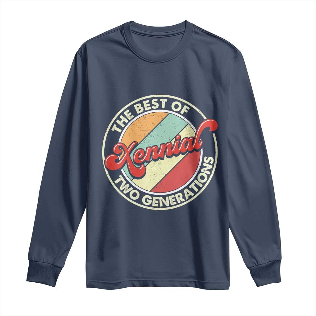 Xennial The Best of Two Generations Long Sleeve Shirt Retro Sunset Vintage 70s Graphic