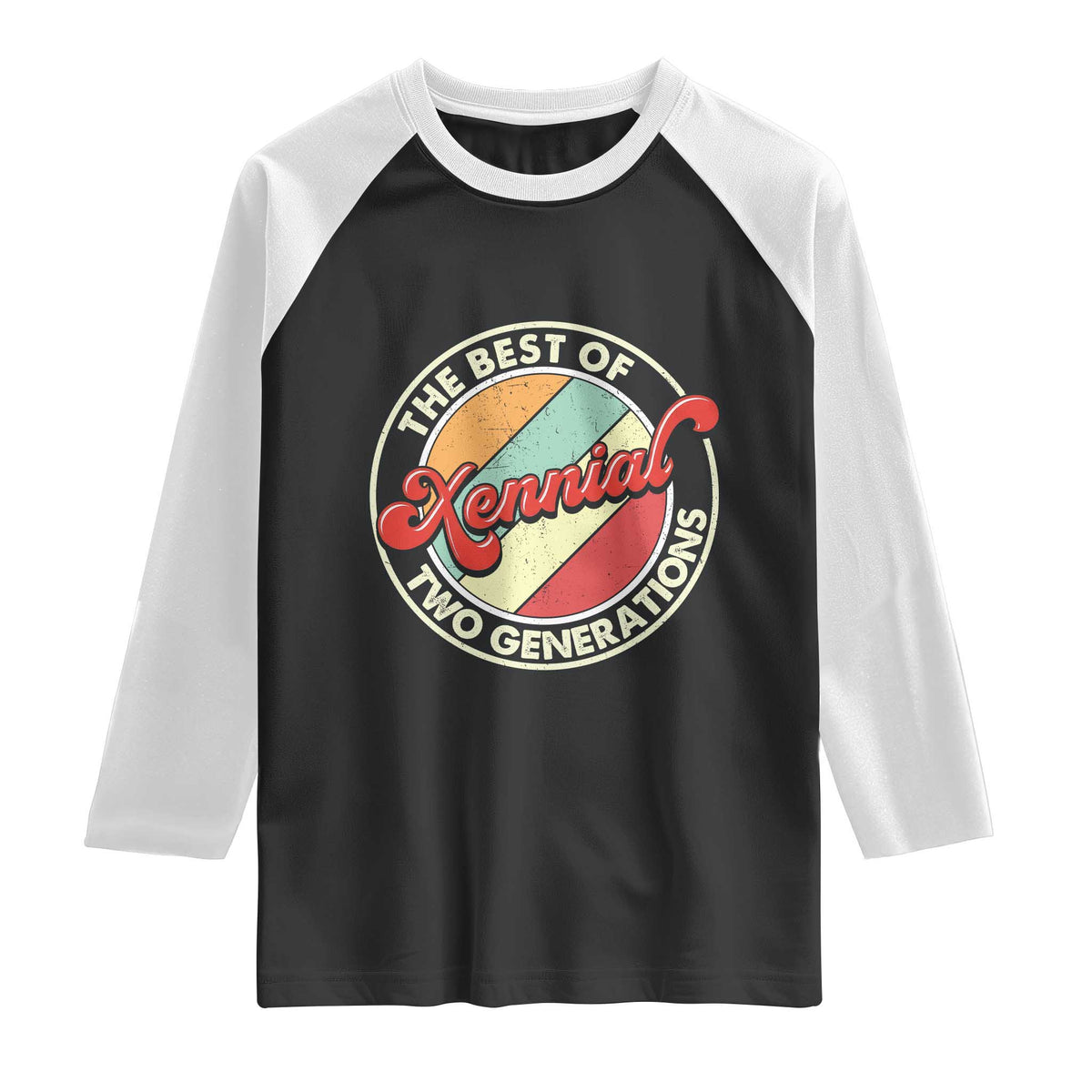 Xennial The Best of Two Generations Raglan Shirt Retro Sunset Vintage 70s Graphic