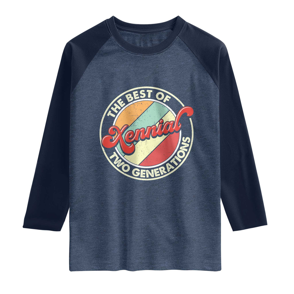 Xennial The Best of Two Generations Raglan Shirt Retro Sunset Vintage 70s Graphic