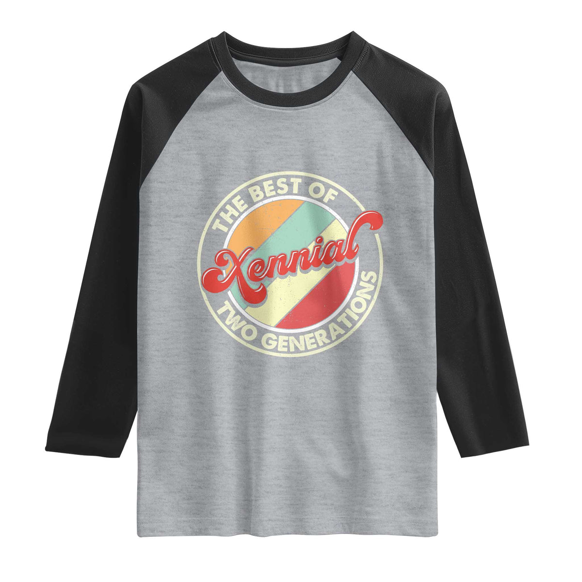 Xennial The Best of Two Generations Raglan Shirt Retro Sunset Vintage 70s Graphic