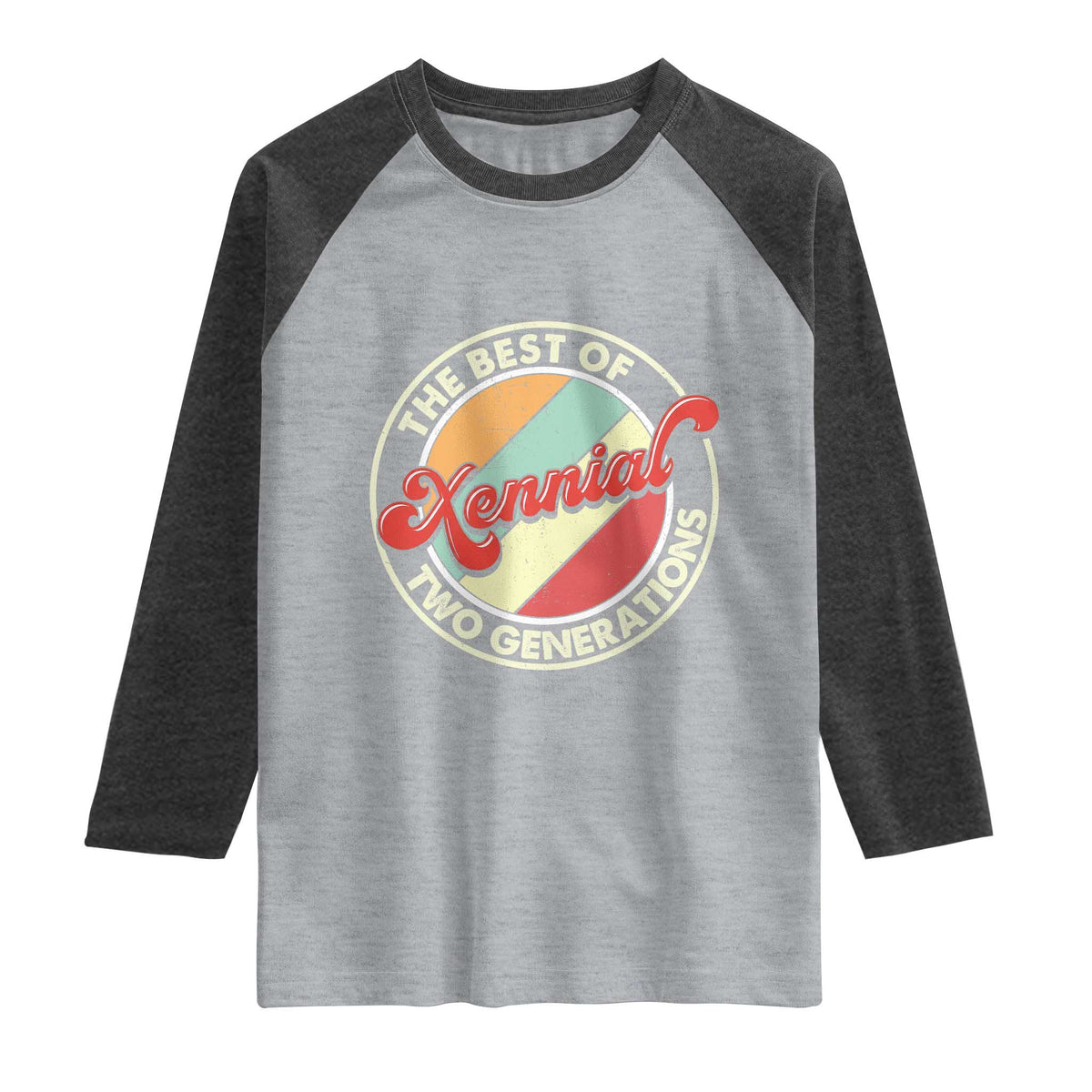 Xennial The Best of Two Generations Raglan Shirt Retro Sunset Vintage 70s Graphic