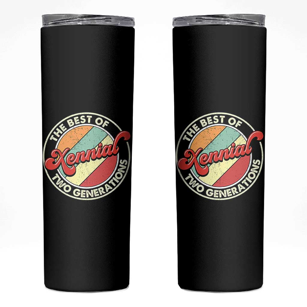 Xennial The Best of Two Generations Skinny Tumbler Retro Sunset Vintage 70s Graphic