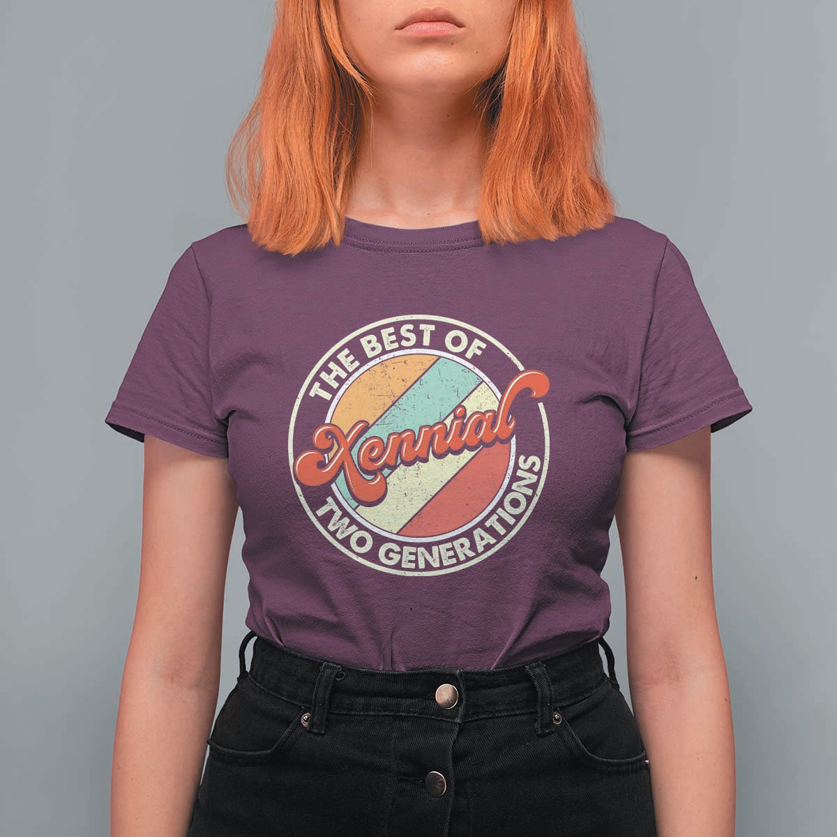 Xennial The Best of Two Generations T Shirt For Women Retro Sunset Vintage 70s Graphic