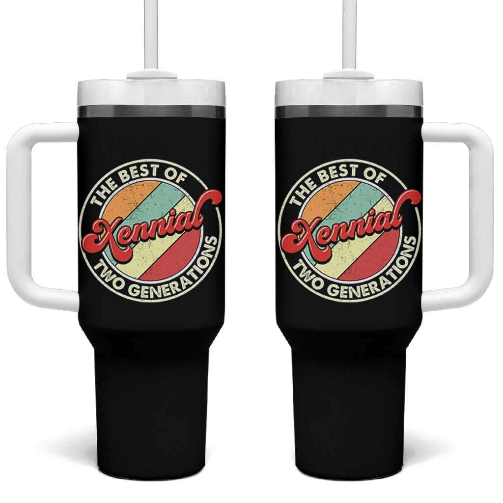 Xennial The Best of Two Generations Tumbler With Handle Retro Sunset Vintage 70s Graphic