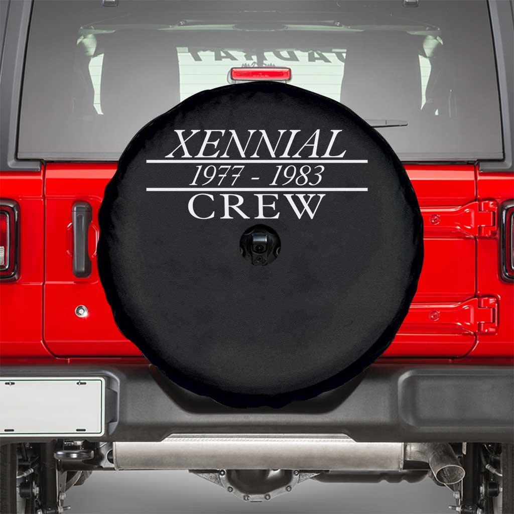 Xennial Crew 1977 to 1983 Spare Tire Cover Minimalist Bold Typography Graphic