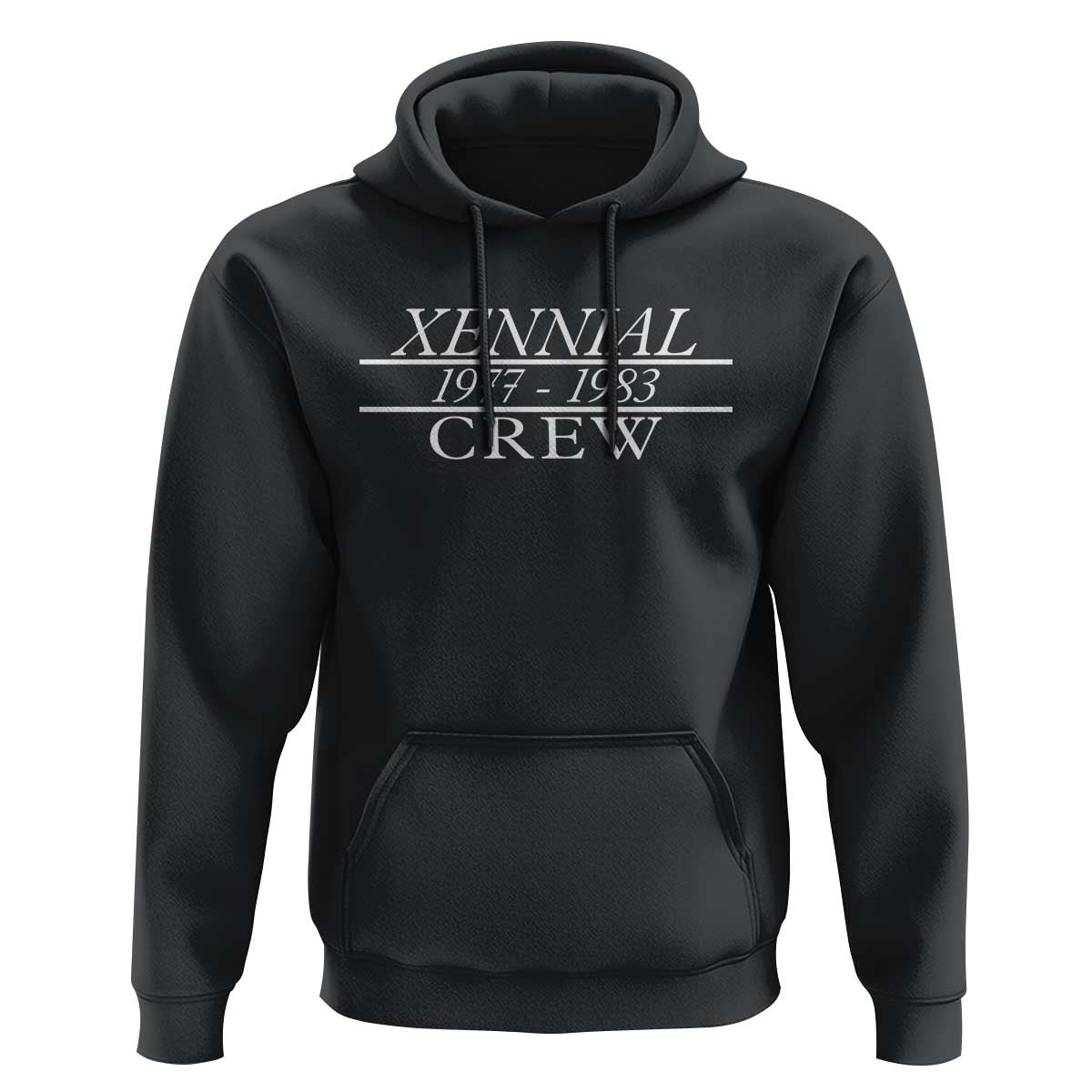 Xennial Crew 1977 to 1983 Hoodie Minimalist Bold Typography Graphic