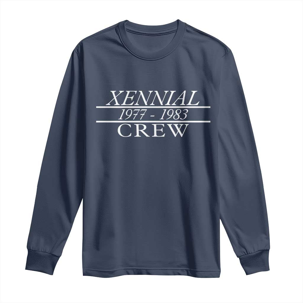 Xennial Crew 1977 to 1983 Long Sleeve Shirt Minimalist Bold Typography Graphic