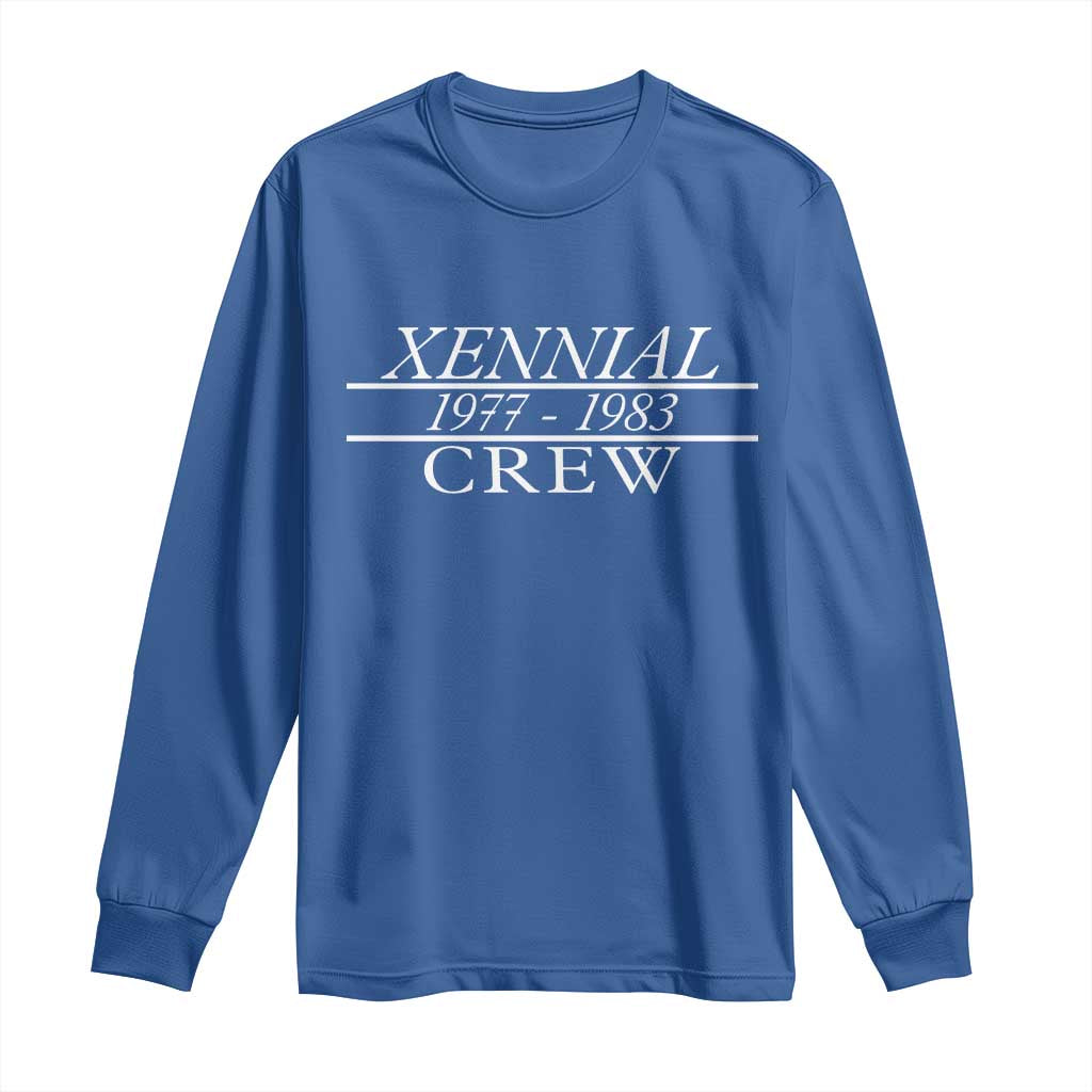 Xennial Crew 1977 to 1983 Long Sleeve Shirt Minimalist Bold Typography Graphic