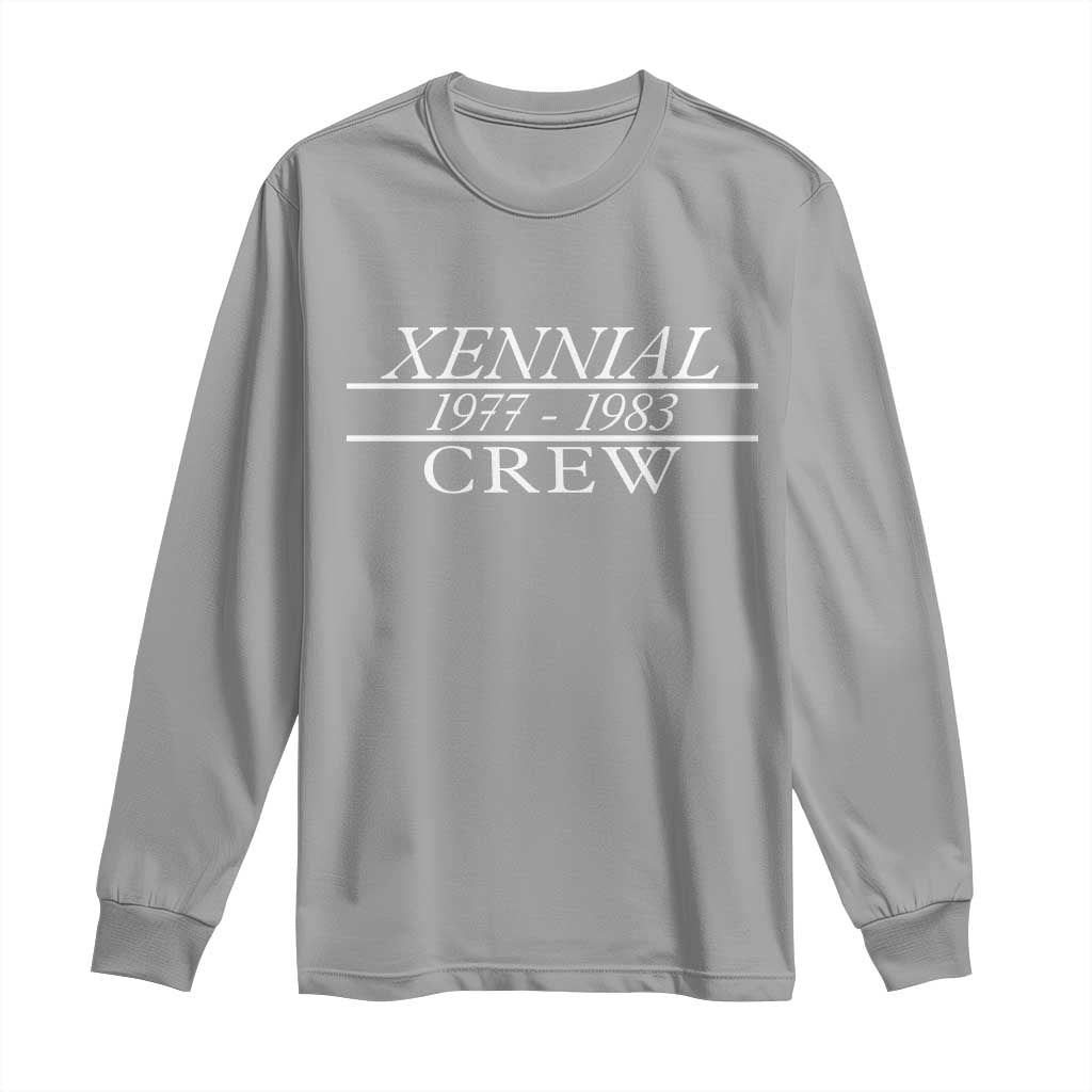 Xennial Crew 1977 to 1983 Long Sleeve Shirt Minimalist Bold Typography Graphic