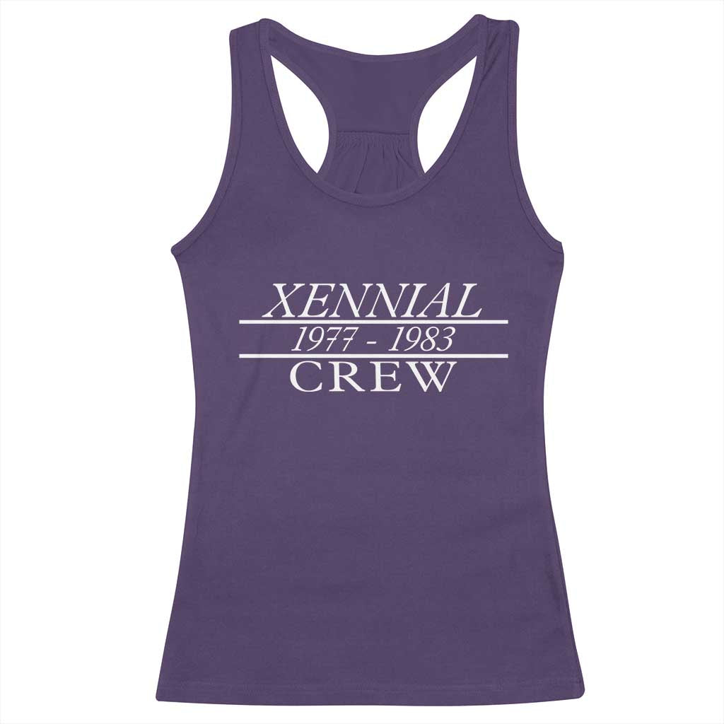 Xennial Crew 1977 to 1983 Racerback Tank Top Minimalist Bold Typography Graphic