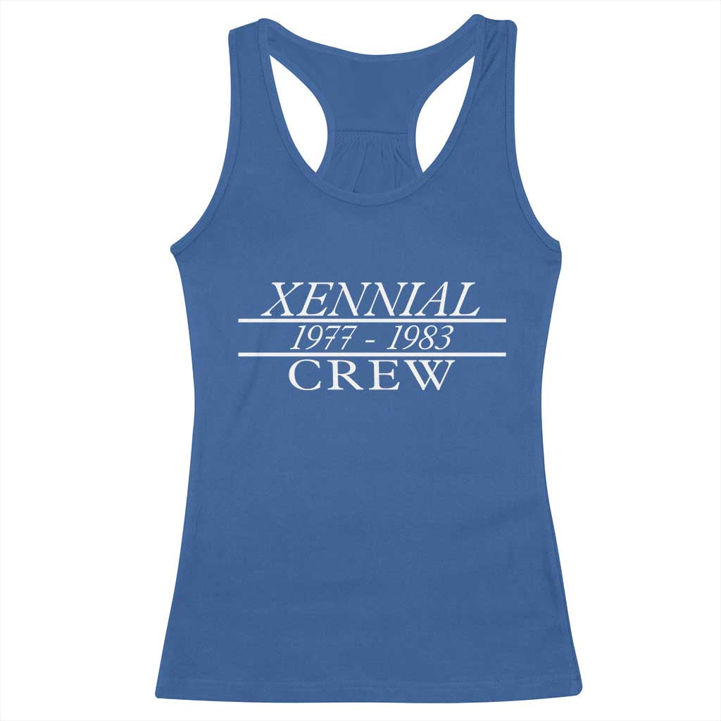 Xennial Crew 1977 to 1983 Racerback Tank Top Minimalist Bold Typography Graphic