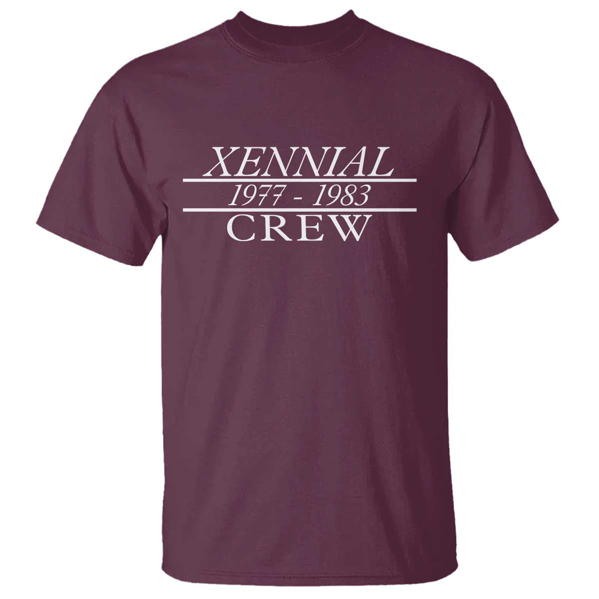 Xennial Crew 1977 to 1983 T Shirt Minimalist Bold Typography Graphic