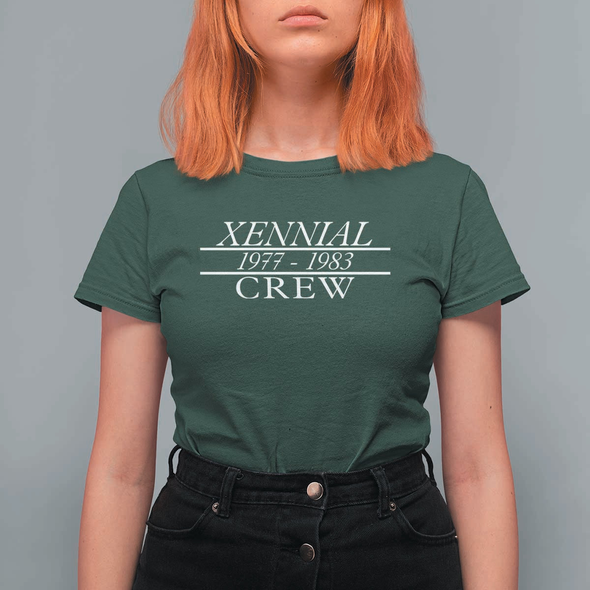 Xennial Crew 1977 to 1983 T Shirt For Women Minimalist Bold Typography Graphic
