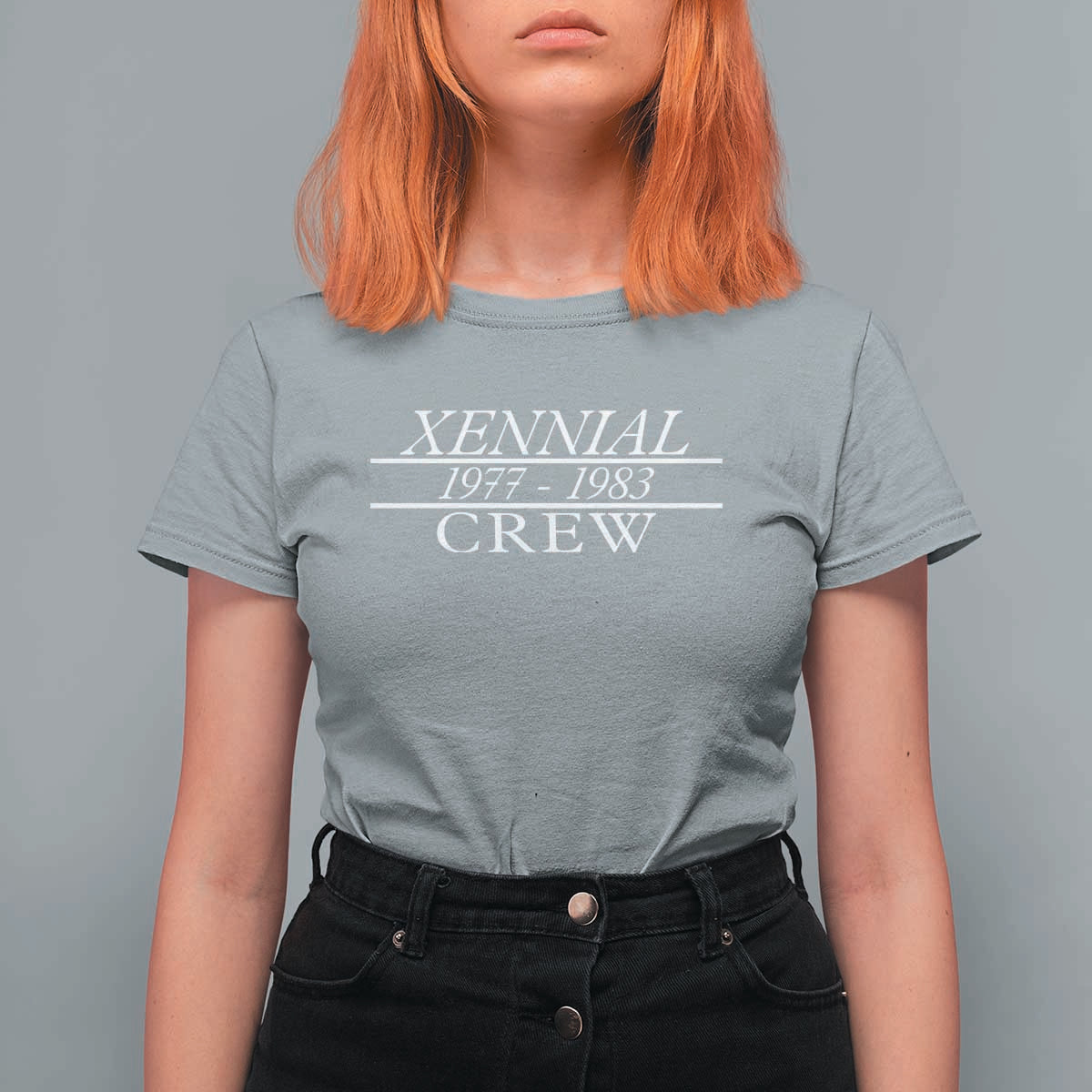 Xennial Crew 1977 to 1983 T Shirt For Women Minimalist Bold Typography Graphic