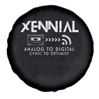 Funny Xennial Analog To Digital Spare Tire Cover Cassette Tape to Internet Cynic to Optimist