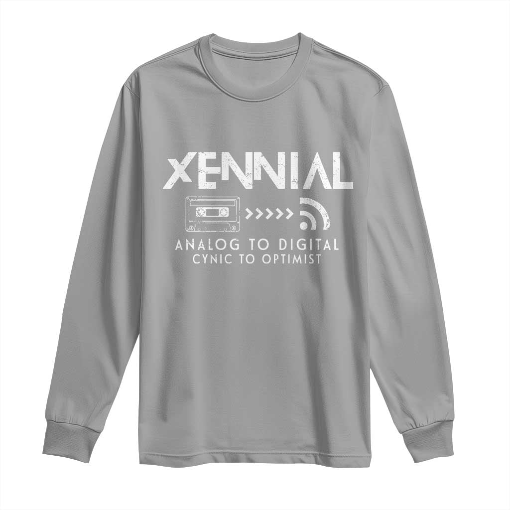Funny Xennial Analog To Digital Long Sleeve Shirt Cassette Tape to Internet Cynic to Optimist