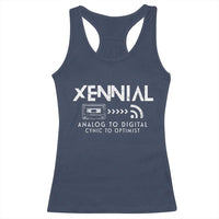 Funny Xennial Analog To Digital Racerback Tank Top Cassette Tape to Internet Cynic to Optimist