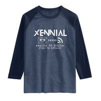 Funny Xennial Analog To Digital Raglan Shirt Cassette Tape to Internet Cynic to Optimist