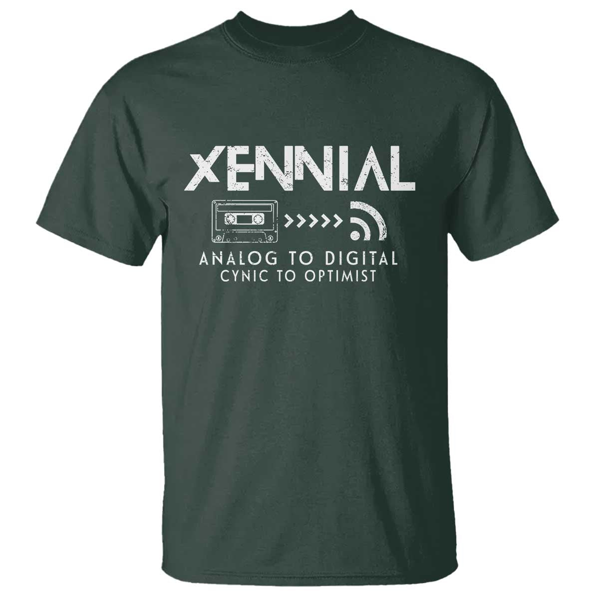 Funny Xennial Analog To Digital T Shirt Cassette Tape to Internet Cynic to Optimist