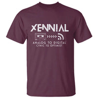 Funny Xennial Analog To Digital T Shirt Cassette Tape to Internet Cynic to Optimist