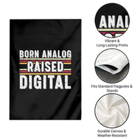 Born Analog Raised Digital Garden Flag Vintage Sunset Retro Tech Graphic