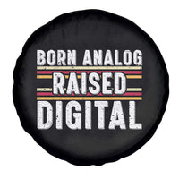 Born Analog Raised Digital Spare Tire Cover Vintage Sunset Retro Tech Graphic