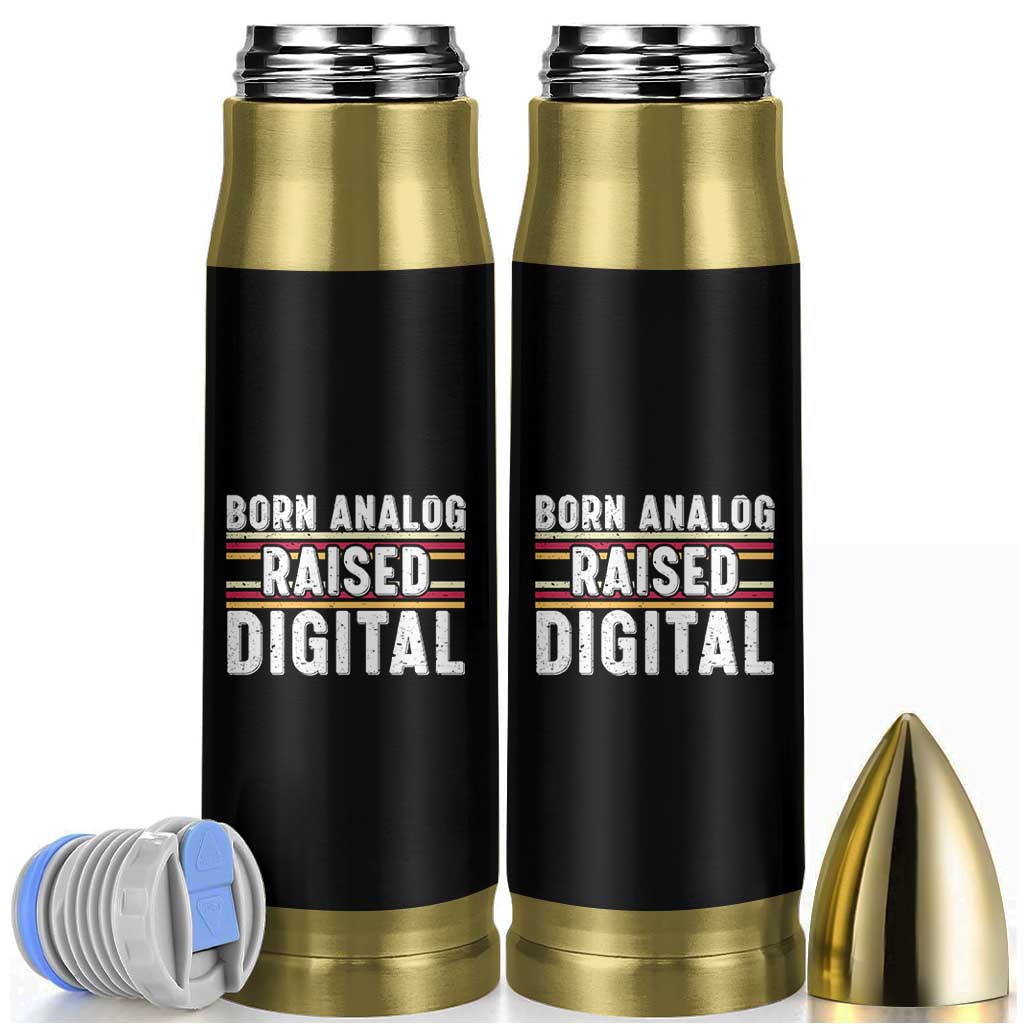 Born Analog Raised Digital Bullet Tumbler Vintage Sunset Retro Tech Graphic