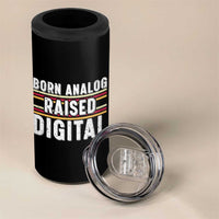 Born Analog Raised Digital 4 in 1 Can Cooler Tumbler Vintage Sunset Retro Tech Graphic